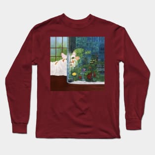 White Cat and Aquarium Long Sleeve T-Shirt